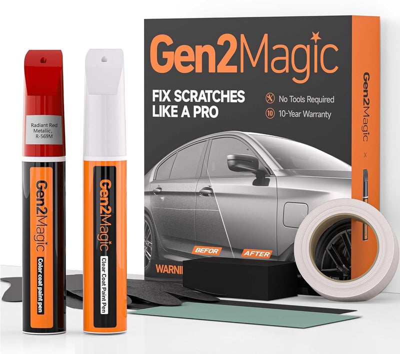 Gen2Magic Radiant Red Metallic Touch Up Paint Pen Kit for Honda [Clear Coat Included], R-569M Color Match for Scratches, Rock Chips, Bumper Dings, Easy Scratch Repair & Rust Remover for Honda Owners - Image 1